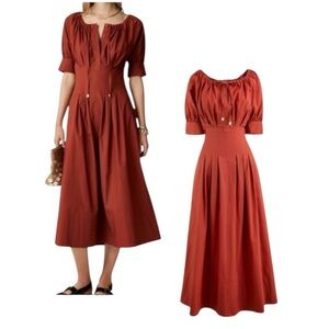 J Crew Short Puff Sleeve Cinched Waist Shirt Dress Womens Size 0 Dark Red